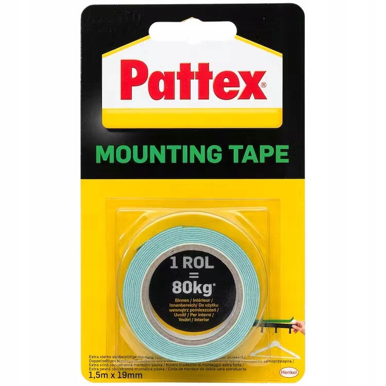 Dwustronna taśma montażowa Pattex Fix – 1,5 m x 19 mm (80 kg) 1 Dwustronna taśma montażowa Pattex Fix – 1,5 m x 19 mm (80 kg)
