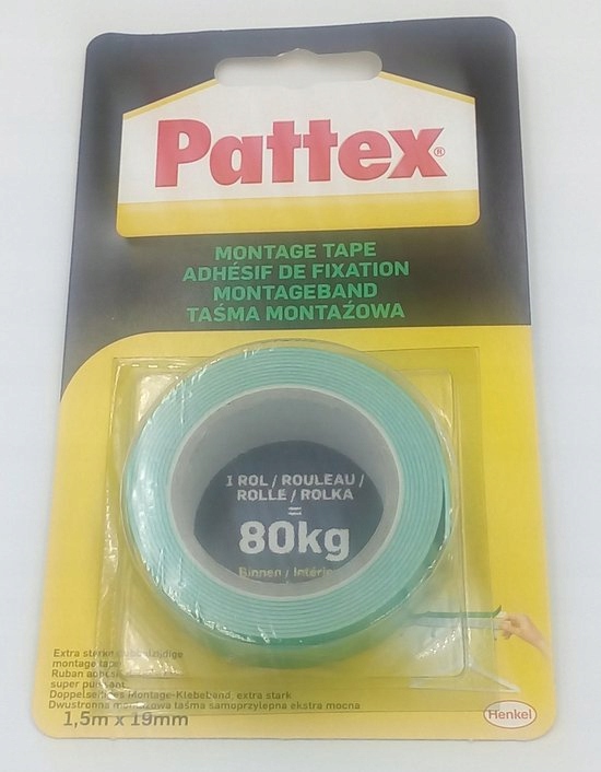Dwustronna taśma montażowa Pattex Fix – 1,5 m x 19 mm (80 kg) 3 Dwustronna taśma montażowa Pattex Fix – 1,5 m x 19 mm (80 kg) - obrazek 3