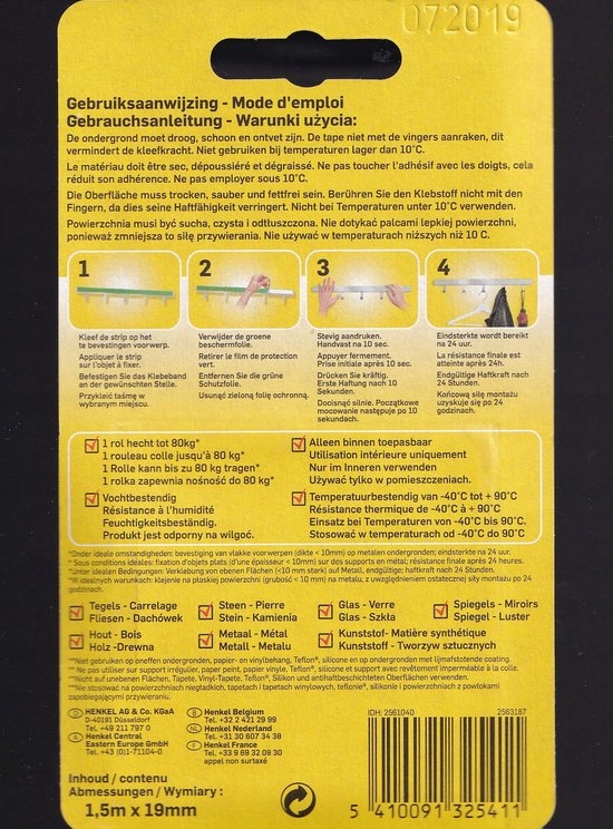 Dwustronna taśma montażowa Pattex Fix – 1,5 m x 19 mm (80 kg) 4 Dwustronna taśma montażowa Pattex Fix – 1,5 m x 19 mm (80 kg) - obrazek 4