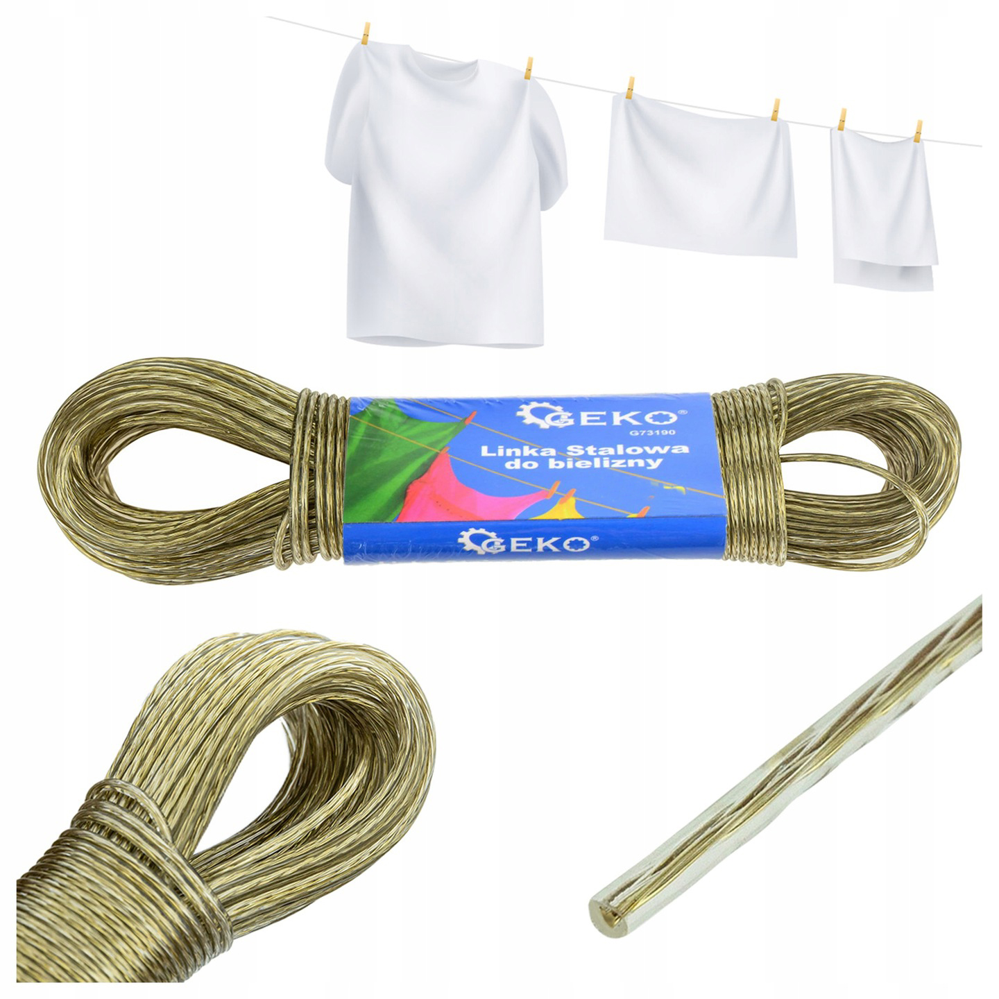 Linka stalowa powlekana 30m do bielizny – mocna, odporna 3mm 2 Linka stalowa powlekana 30m do bielizny – mocna, odporna 3mm - obrazek 2
