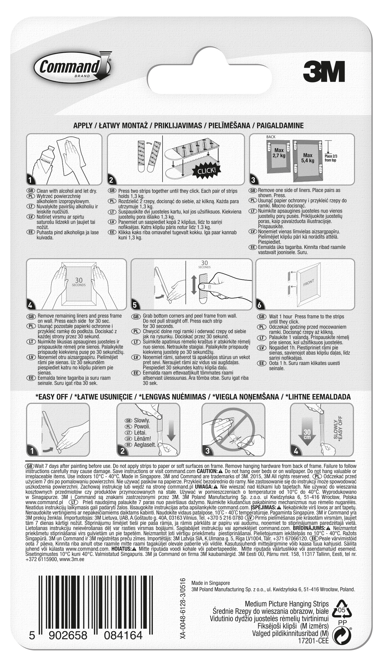 Rzepy Command 3M duże 3 pary – do obrazów, do 4 kg, bez wiercenia 5 Rzepy Command 3M duże 3 pary – do obrazów, do 4 kg, bez wiercenia - obrazek 5