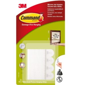 Rzepy Command 3M – małe, 4 pary do 1800g – bezinwazyjne wieszanie obrazów