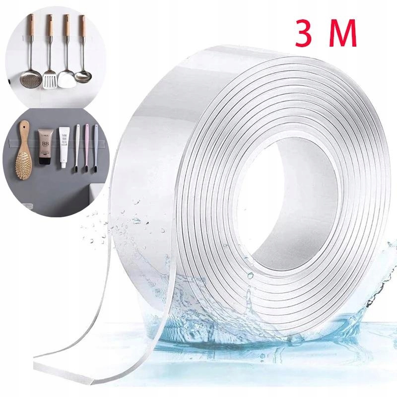 Taśma Nano 3m x 30mm dwustronna wielokrotnego użytku, mocna, przezroczysta 6 Taśma Nano 3m x 30mm dwustronna wielokrotnego użytku, mocna, przezroczysta - obrazek 6