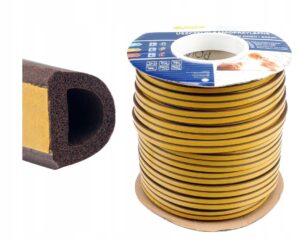 Uszczelka Gumowa EPDM Samoprzylepna / typ D 9x7,5 mm / BRĄZ / Rolka 100m