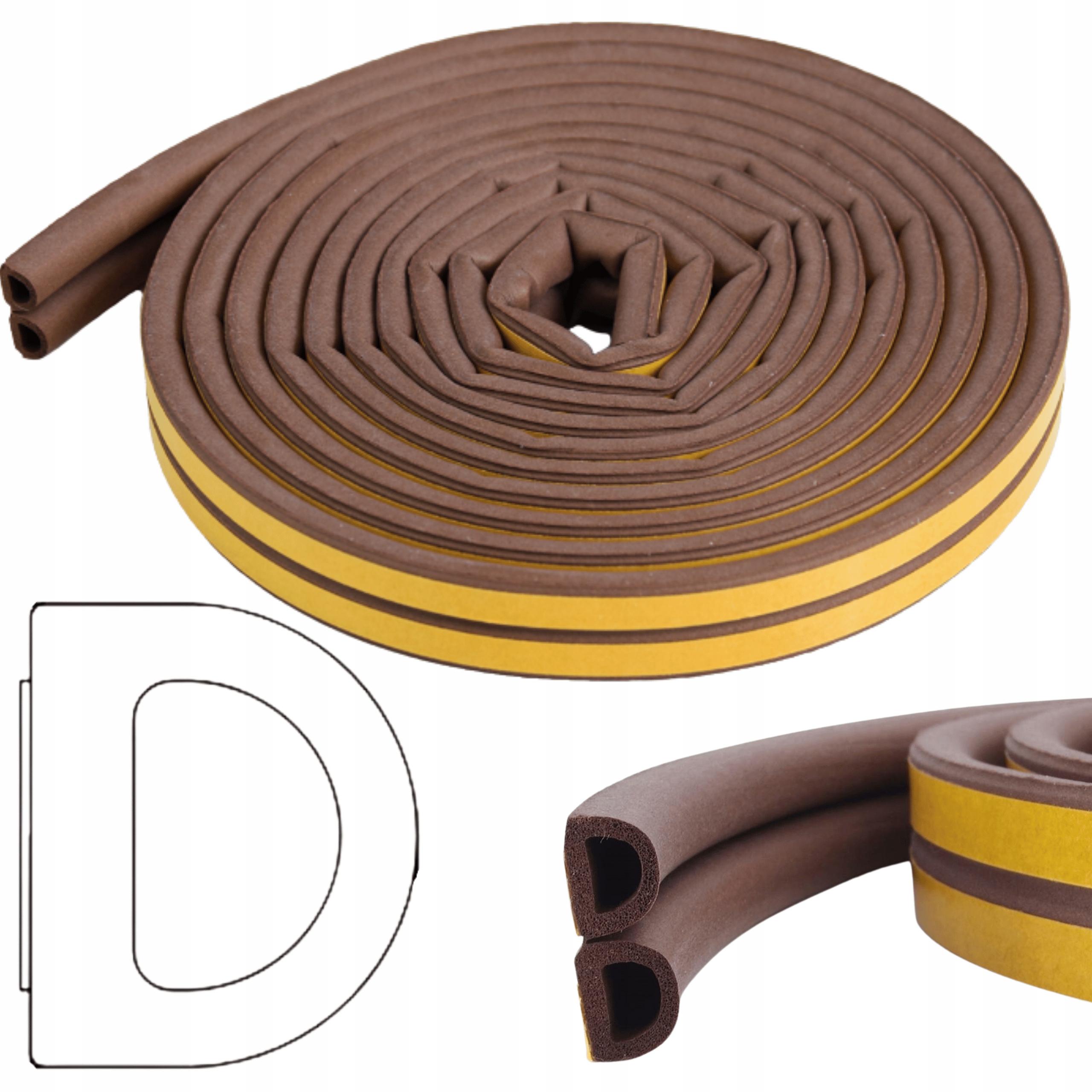 Uszczelka do okien i drzwi 9x7mm BRĄZOWA - 6m 2 Uszczelka do okien i drzwi 9x7mm BRĄZOWA - 6m - obrazek 2