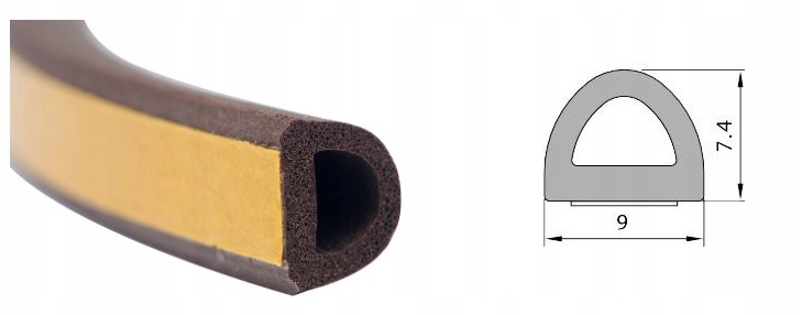 Uszczelka samoprzylepna typ D 9x8mm brązowa 6m 3 Uszczelka samoprzylepna typ D 9x8mm brązowa 6m - obrazek 3
