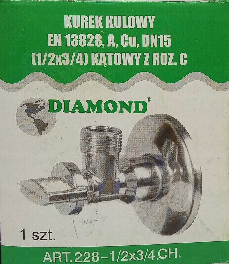 Zawór kulowy kątowy 1/2*3/4 cala - Diamond 3 Zawór kulowy kątowy 1/2*3/4 cala - Diamond - obrazek 3