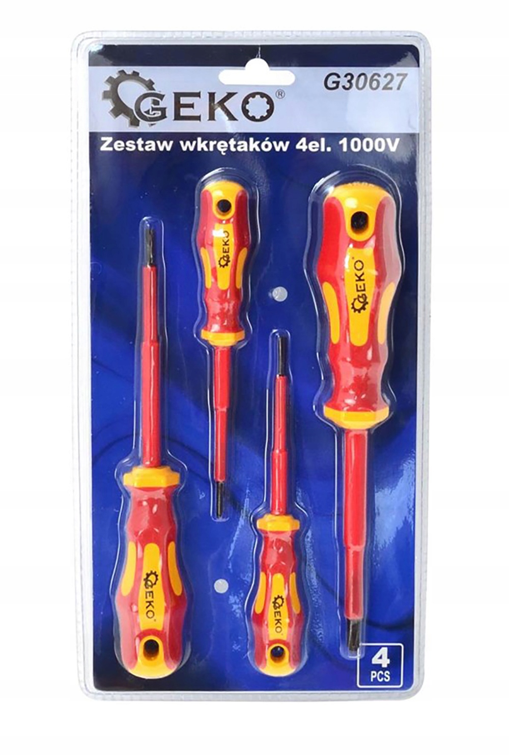 Zestaw 4 wkrętaków izolowanych VDE 1000V Geko G30627 2 Zestaw 4 wkrętaków izolowanych VDE 1000V Geko G30627 - obrazek 2