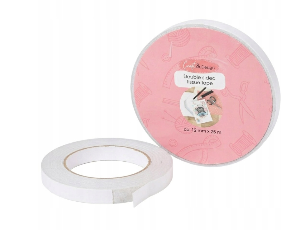 Dwustronna taśma klejąca papierowa Craft & Design 12mm x 25m scrapbooking 2 Dwustronna taśma klejąca papierowa Craft & Design 12mm x 25m scrapbooking - obrazek 2