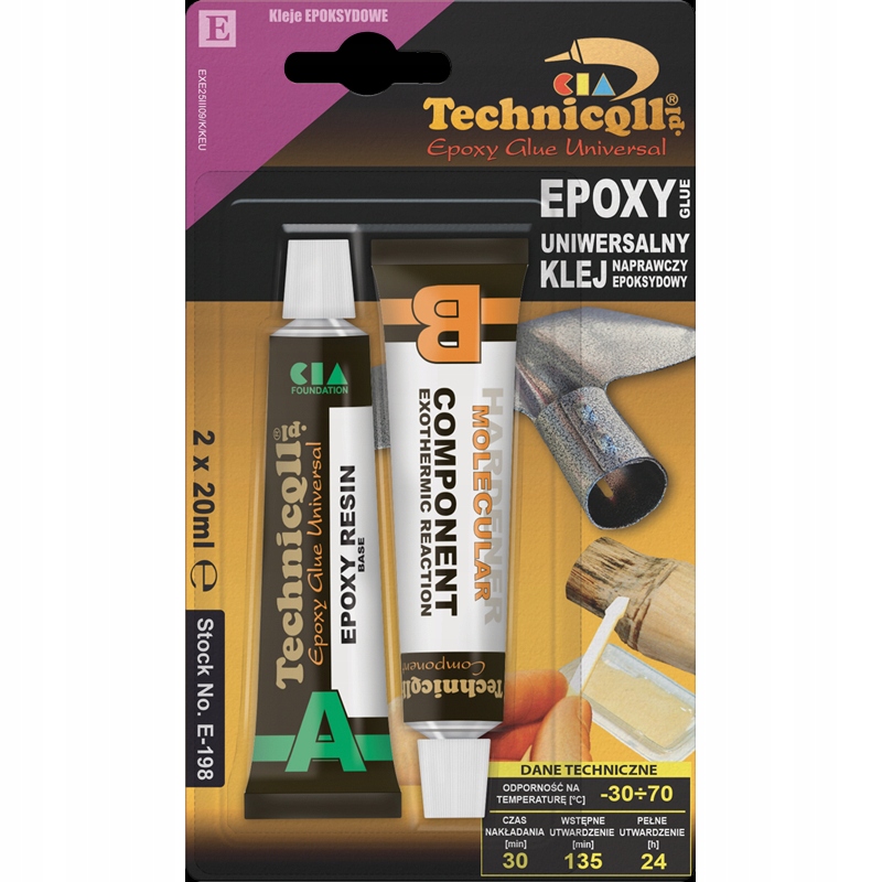 Klej Uniwersalny Epoksydowy 2x20ml -Technicqll 2 Klej Uniwersalny Epoksydowy 2x20ml -Technicqll - obrazek 2