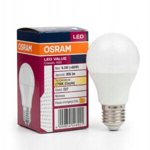OSRAM Żarówka mała kulka LED E27 6.5W=60W 806lm 2700k