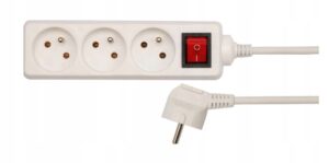 Przedłużacz Elektryczny Z/U 3m, Wyłącznik, 3 Gniazda