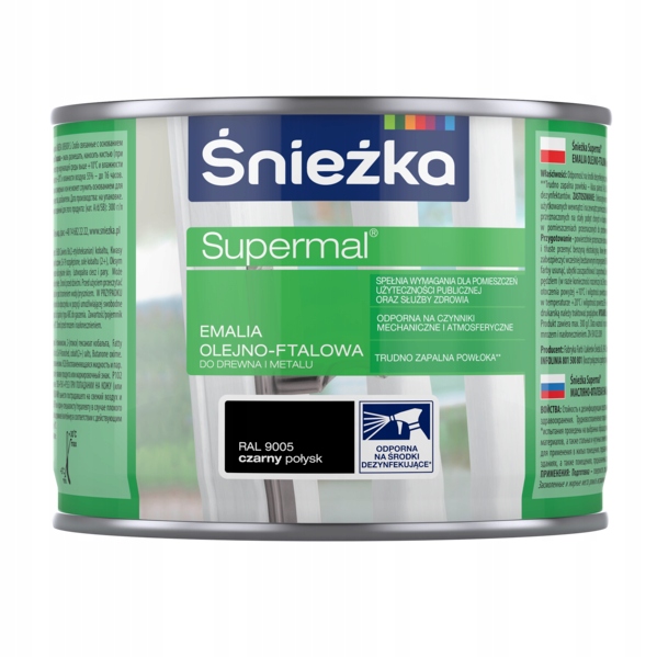 Śnieżka Supermal olejno-ftalowa 400ml Czarny 1 Śnieżka Supermal olejno-ftalowa 400ml Czarny