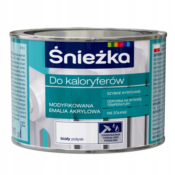 Śnieżka akrylowa do grzejników 0.4 L Biała Połysk 1 Śnieżka akrylowa do grzejników 0.4 L Biała Połysk