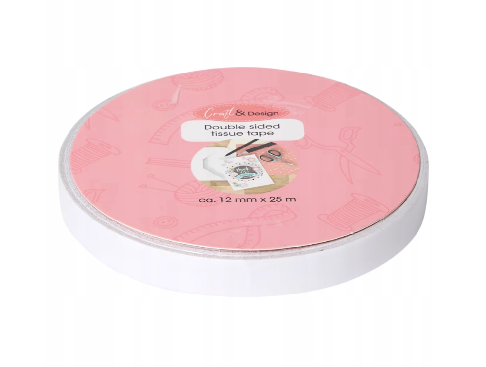 Dwustronna taśma klejąca papierowa Craft & Design 12mm x 25m scrapbooking 4 Dwustronna taśma klejąca papierowa Craft & Design 12mm x 25m scrapbooking - obrazek 4