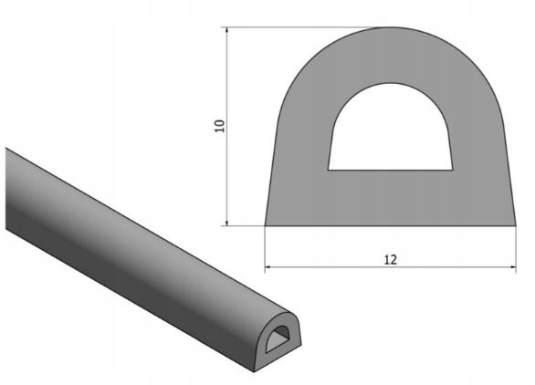 Uszczelka gumowa typ D 12x10mm EPDM samoprzylepna biała do drzwi okien 10M 2 Uszczelka gumowa typ D 12x10mm EPDM samoprzylepna biała do drzwi okien 10M - obrazek 2