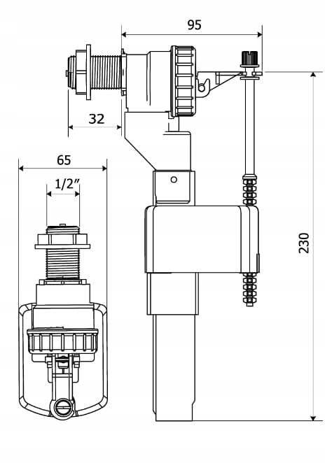 Zawór napełniający do spłuczki, CHROM 1/2 - POLSKI 2 12366467432