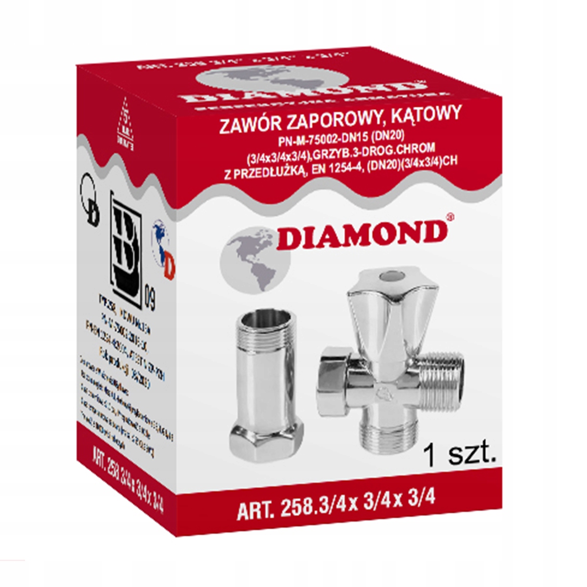 Zawór do pralki, zmywarki z przedłużką 3/4 cala 3 13475150830