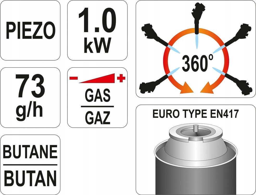 Palnik Gazowy do lutowania 360st. z piezo - YATO 6 13610251854