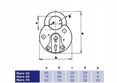 Kłódka MARS 50 2 13610274651