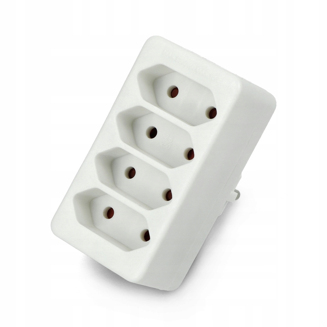 Rozgałęźnik na 4 gniazda płaskie 230V - 4x2,5A 9 15044901766