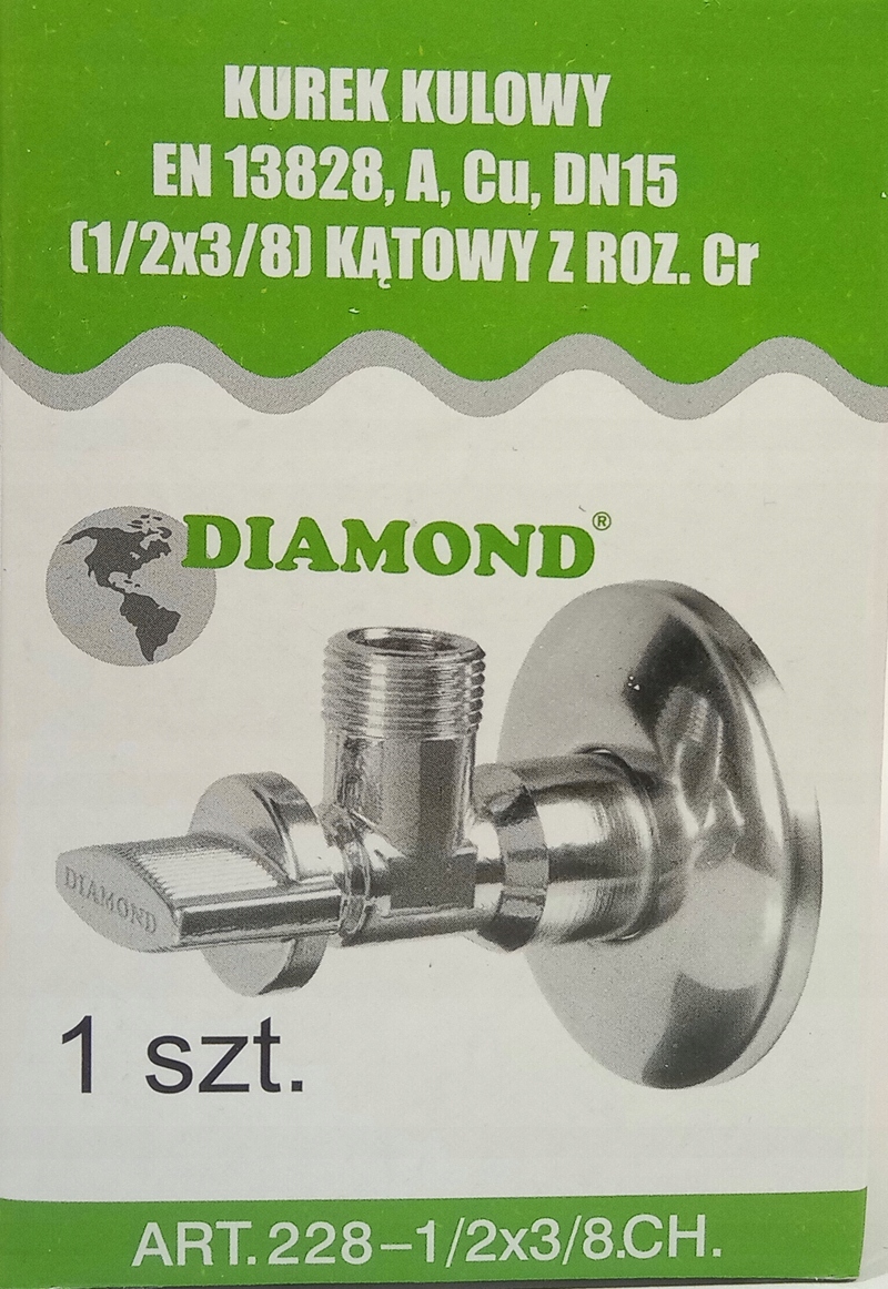 Zawór kulowy kątowy 1/2*3/8 cala -Diamond 3 15122048431
