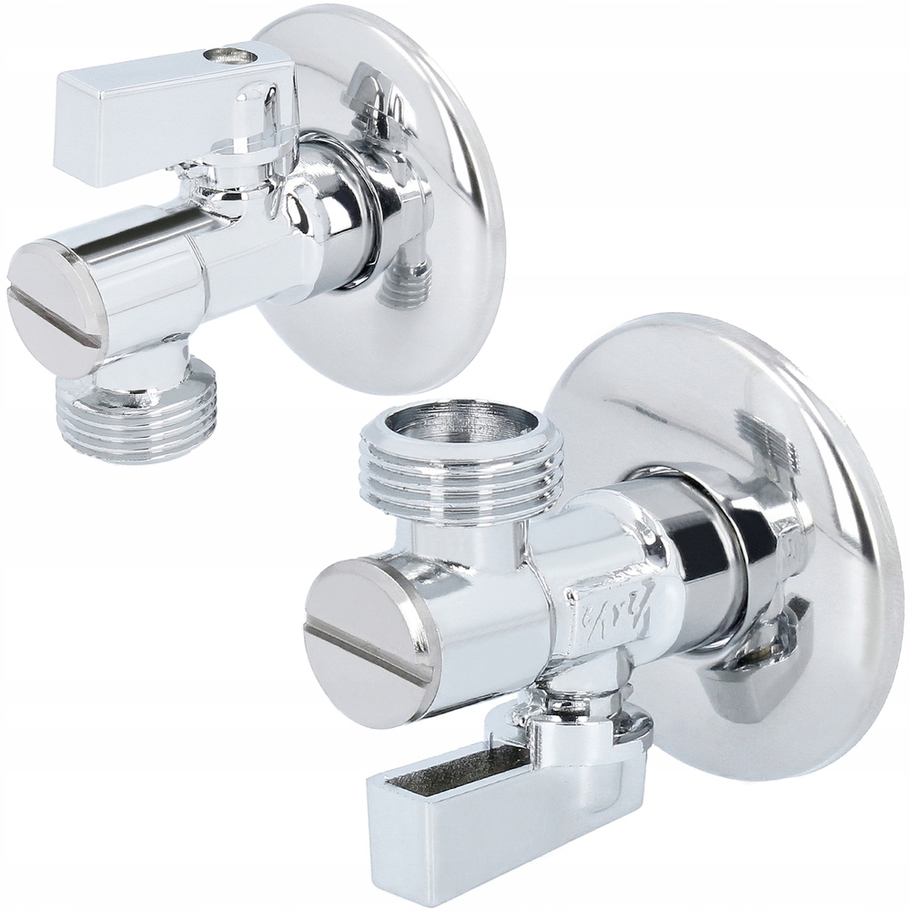 Zawór kulowy KĄTOWY Z FILTREM 1/2" x 1/2" do spłuczki z rozetą 2 15125691745