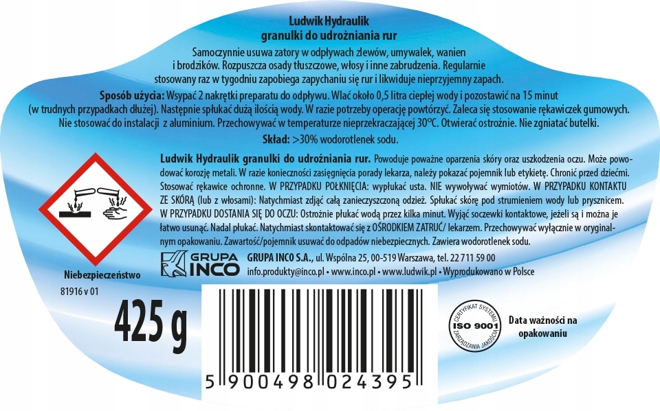 Granulki do Udrażniania Rur Ludwik Hydraulik 425g 2 15820892648