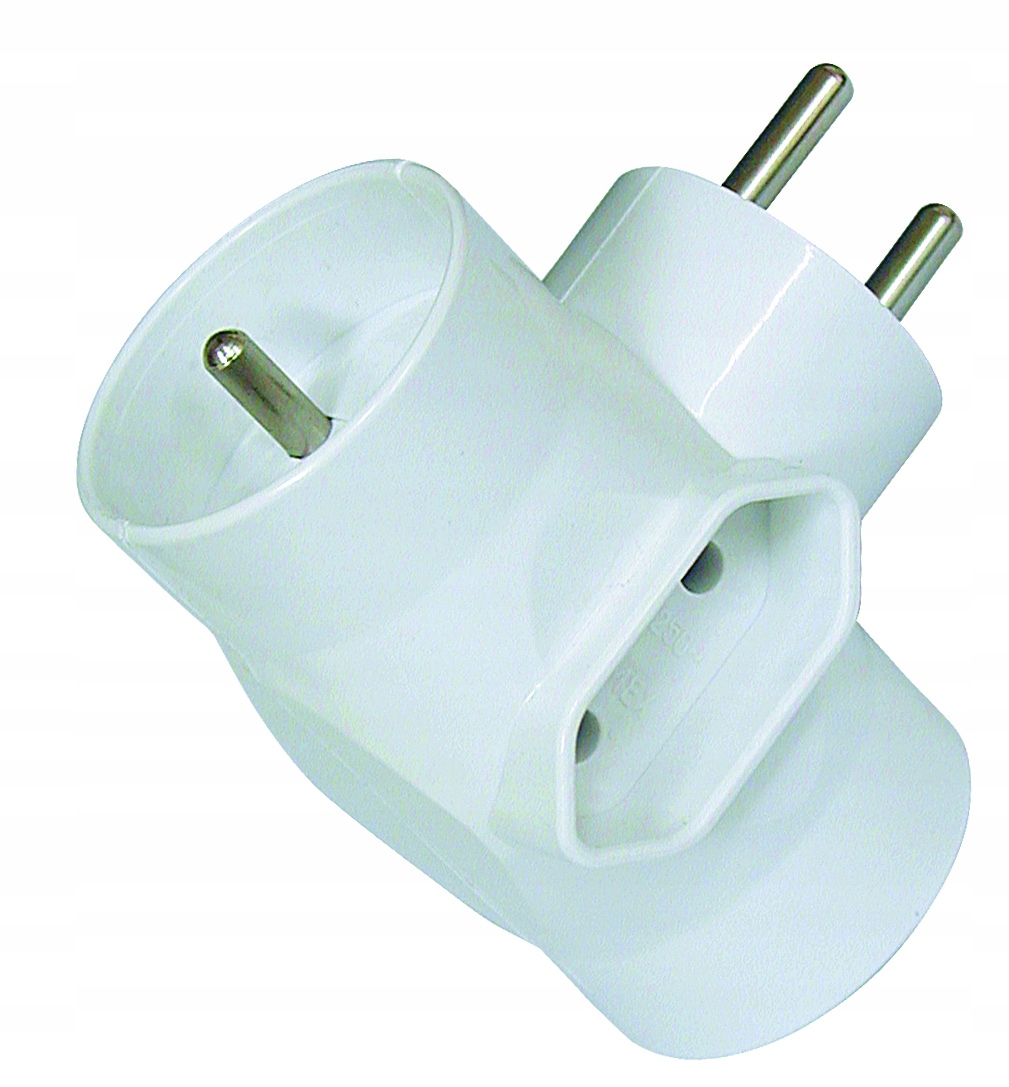 Rozgałęźnik Elektryczny na gniazda 2x Uziemienie + 1x płaskie - BIAŁY 1 15942687188
