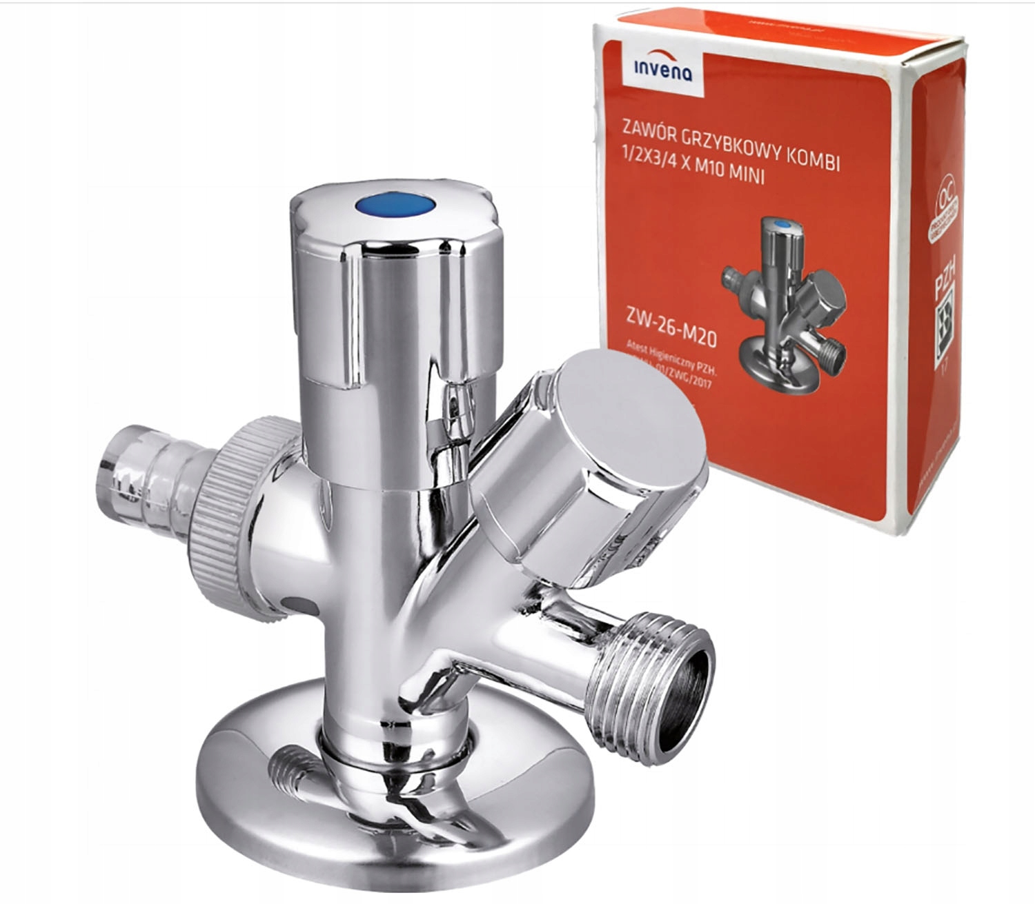 Zawór Kombinowany Grzybkowy Invena 1/2'' do Baterii, Zmywarki, Pralki 2 16092202259