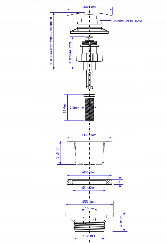 McAlpine korek Klik-Klak uniwersalny Srebrny CWP60-CB 3 16461294162