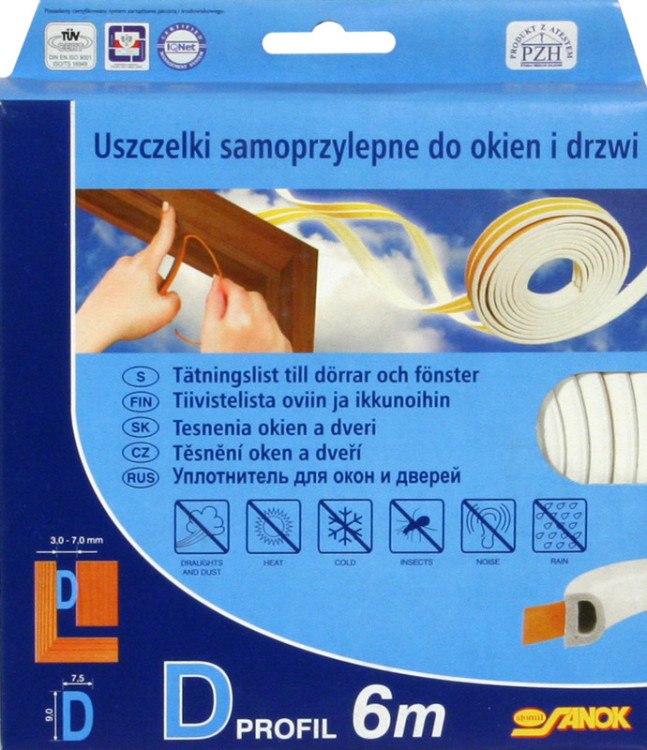 Uszczelka do okien i drzwi, Typ P, BIAŁA-6m/Karton 2 16991440024