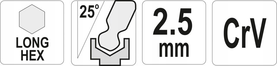Klucz Imbusowy, ampulowy z Kulką Długi 2,5 mm Yato YT-05452 | Stal CrV 3 17058190972