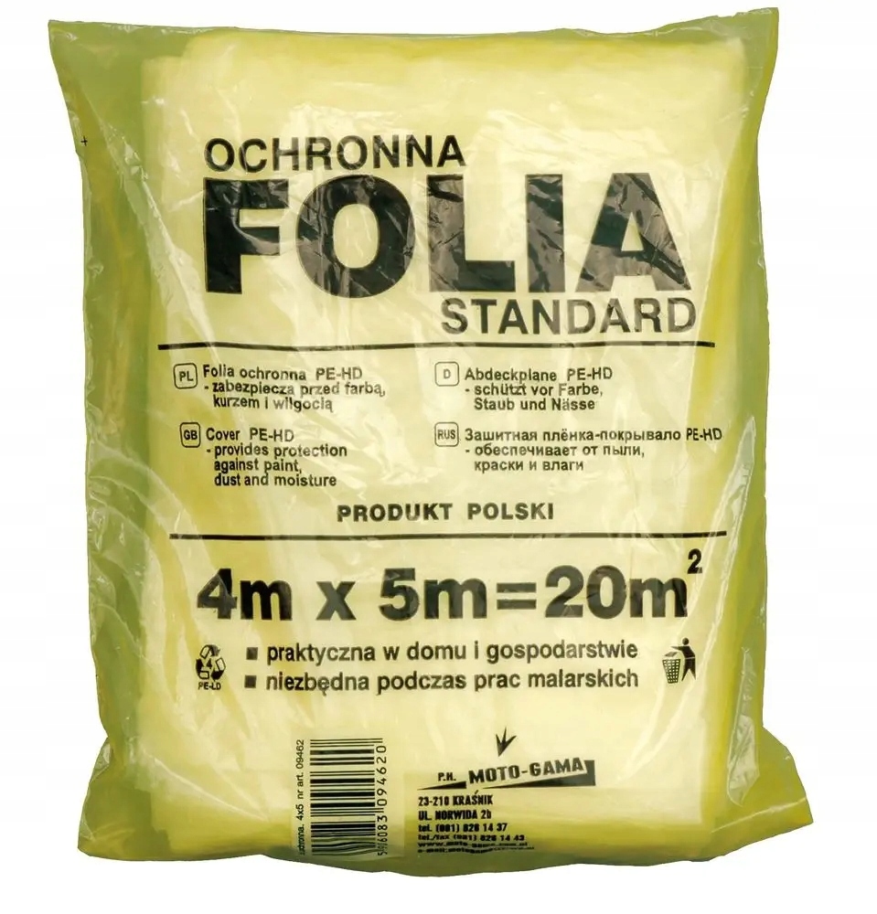 Folia ochronna malarska 4x5 m HDPE do zabezpieczania w trakcie prac 3 17068368897