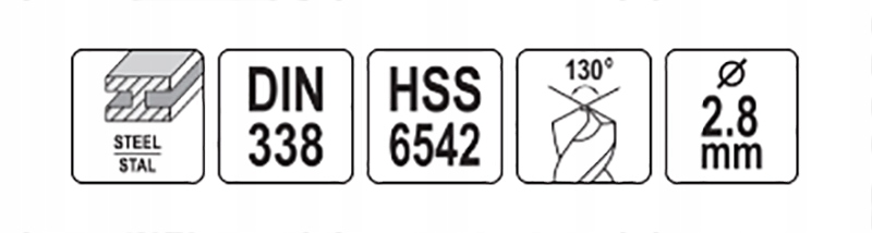 Wiertło do Metalu HSS 2.8 mm – Zestaw 10 sztuk, Yato YT-4434 5 17126568650
