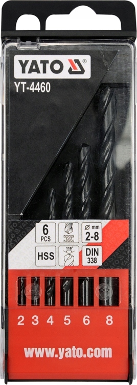 Zestaw 6 Wierteł HSS 2-8 mm, Yato YT-4460 – Precyzyjne Do Metalu 3 17153401880