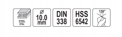 Wiertło HSS 10.0 mm – Zestaw 5 sztuk, Yato YT-4453 5 17153623126