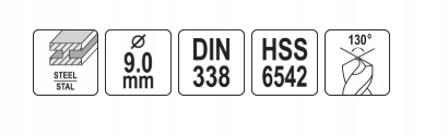 Wiertło HSS 9.0 mm – Zestaw 5 sztuk, Yato YT-4451 6 17153623544