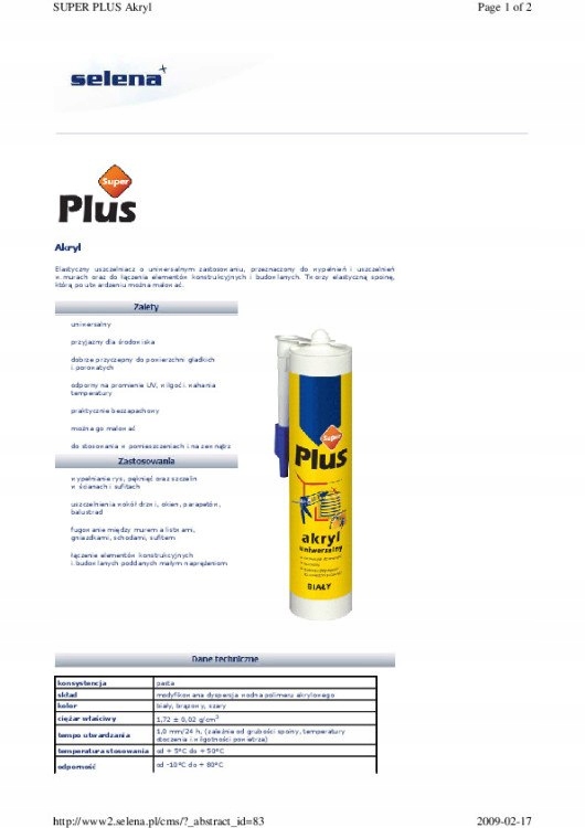 Akryl Uniwersalny SUPER PLUS – Uszczelniacz do pęknięć, Biały - 280ml 3 17174120416