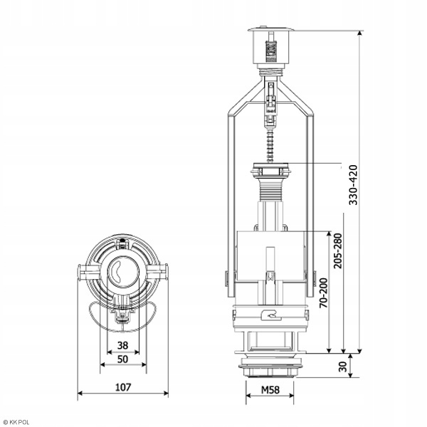 Uniwersalny Zawór Spustowy WC Dwufunkcyjny DUO-MAX 3/6L 8 17374733685