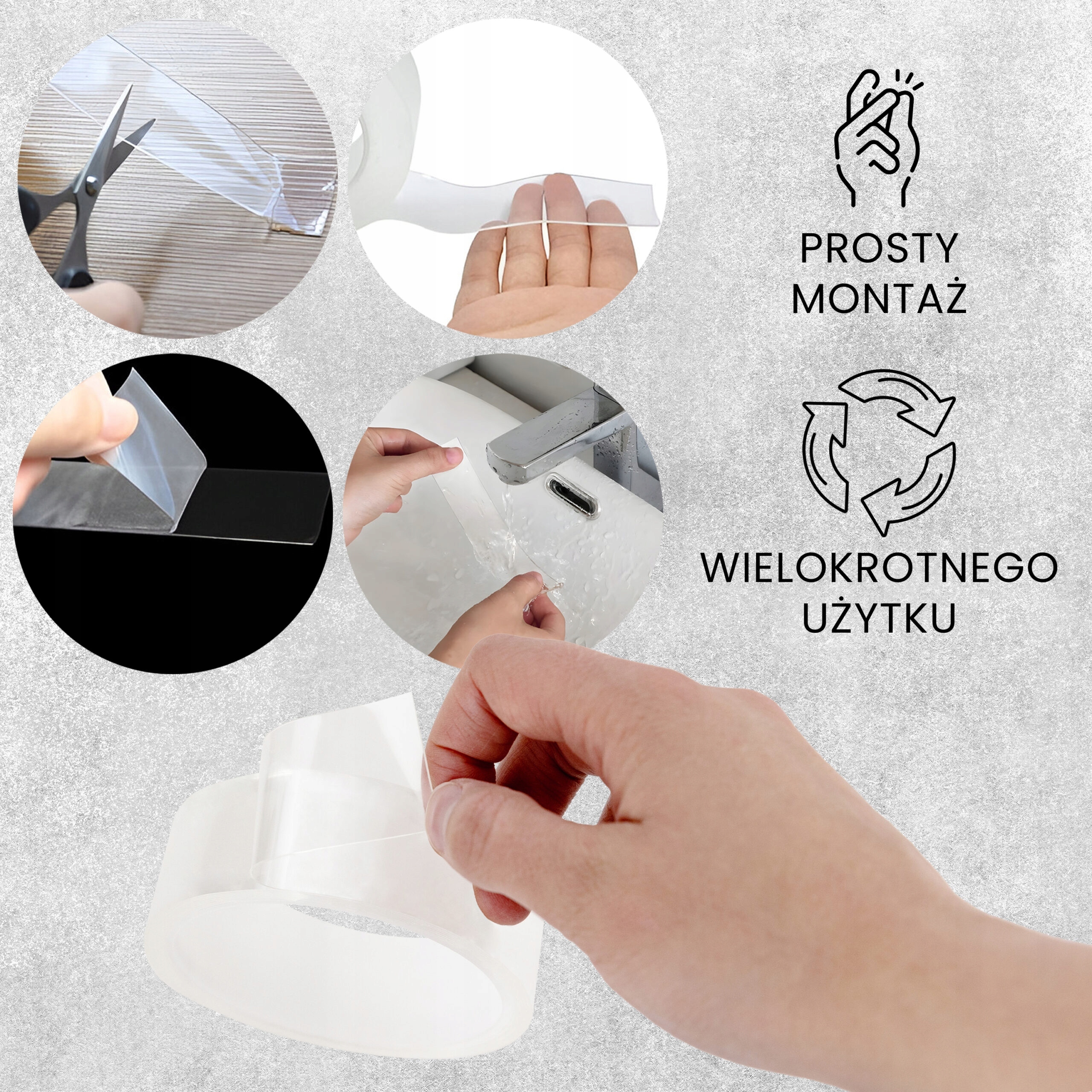 Dwustronna taśma akrylowa 3cm x 3m VERGIONIC wielokrotnego użytku 5 17587202166