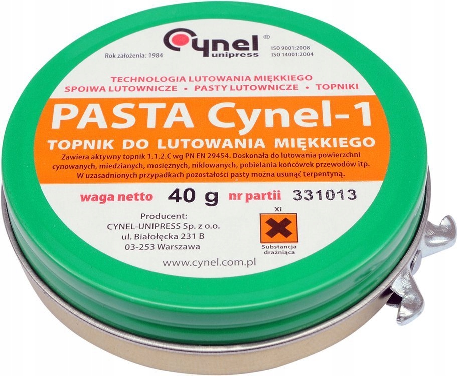 Pasta lutownicza 40g Cynel – na bazie kalafonii, topnik 1 17588711885