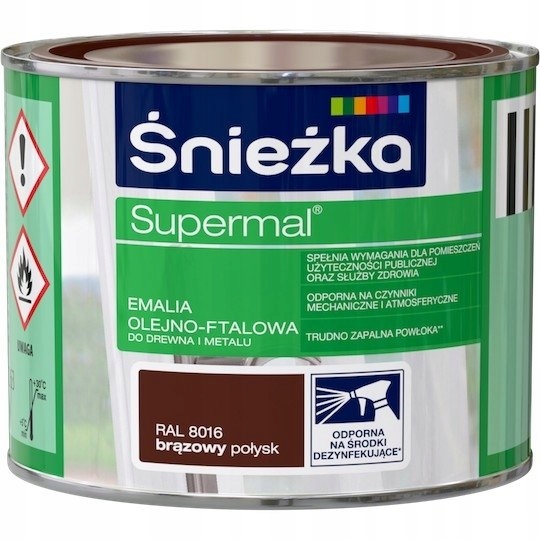 Farba Olejno-Ftalowa 200ml BRĄZOWY połysk RAL 8016 2 17686249052