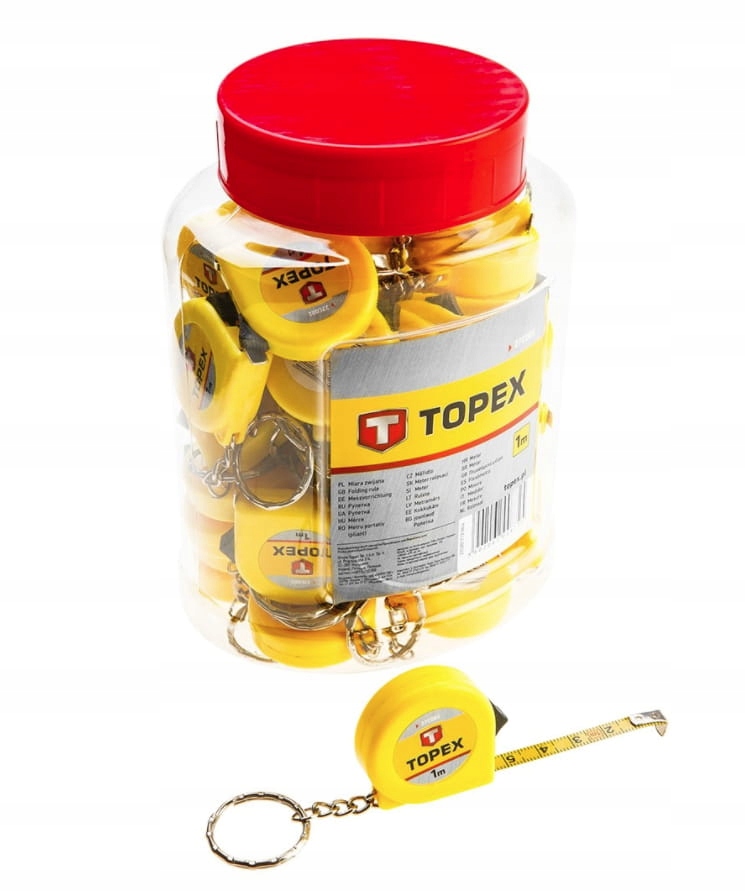 Mini miarka TOPEX 1m brelok 27C001 – plastikowa obudowa, stalowa taśma 2 17746570126