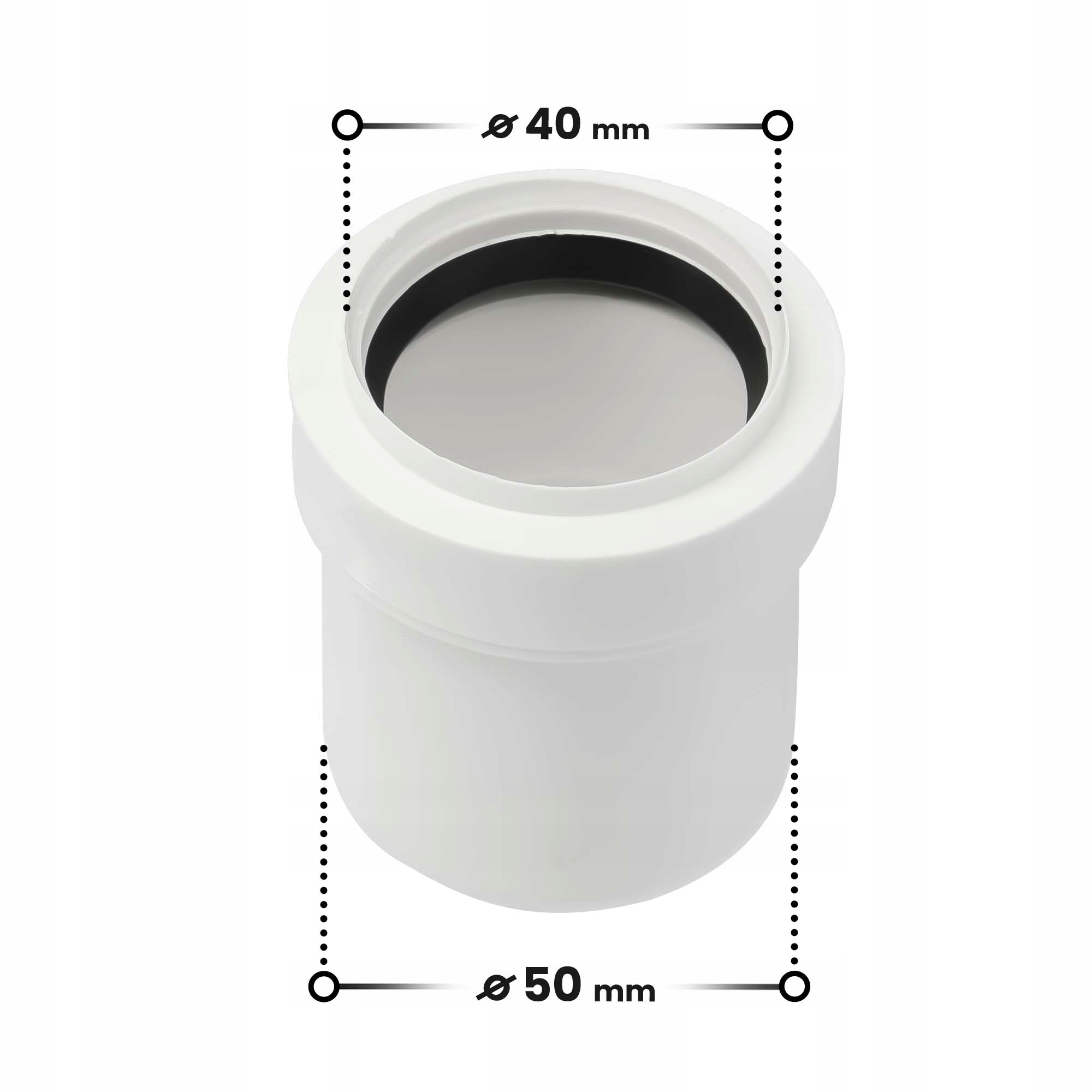Redukcja hydrauliczna krótka biała 50x40mm łącznik 4 17849790458