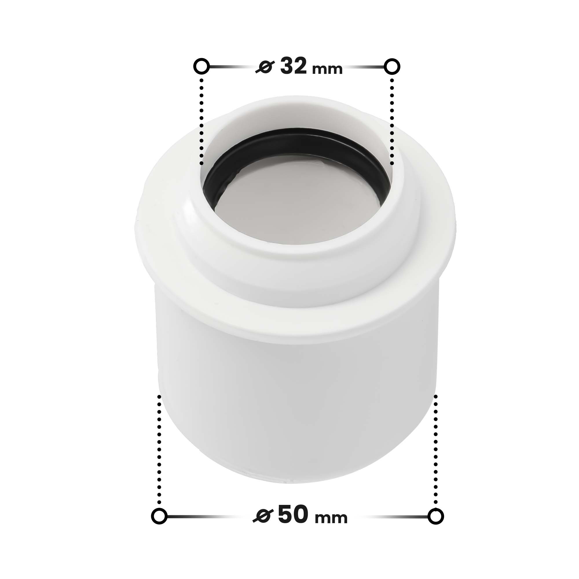 Redukcja hydrauliczna krótka biała 50x32mm łącznik 5 17849798668
