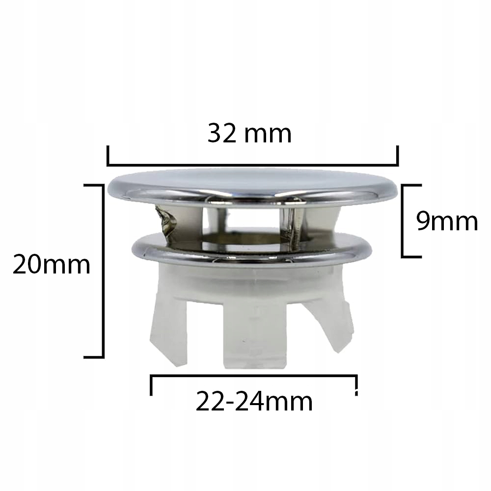 Pierścień przelewu umywalki z łapkami, rozeta umywalki chrom 22-24mm 4 18197378764