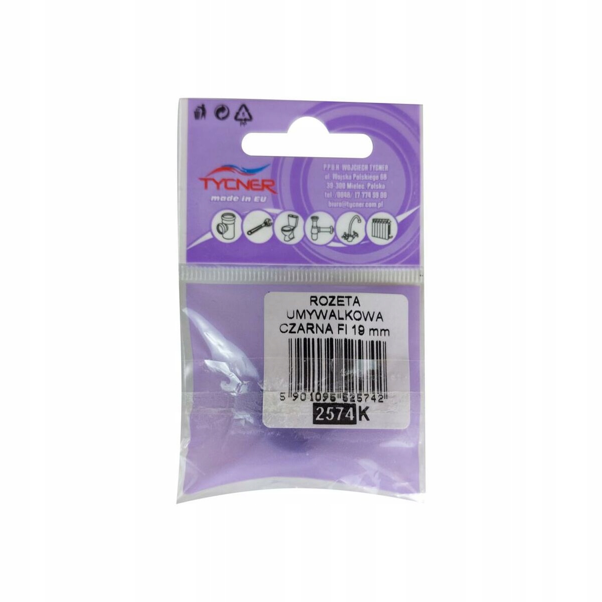 Rozeta otworu przelewowego umywalki fi 19mm CZARNA 3 18254110546