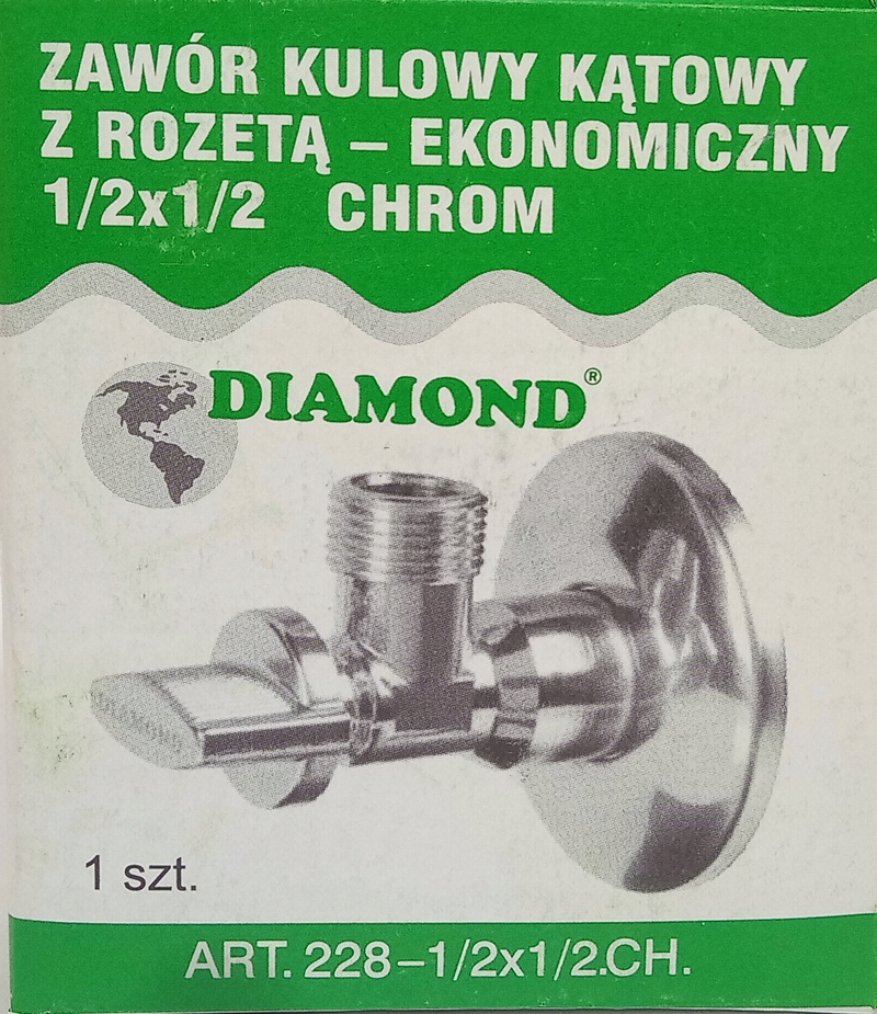 Zawór kulowy kątowy 1/2*1/2 cala -Diamond 3 9627251911