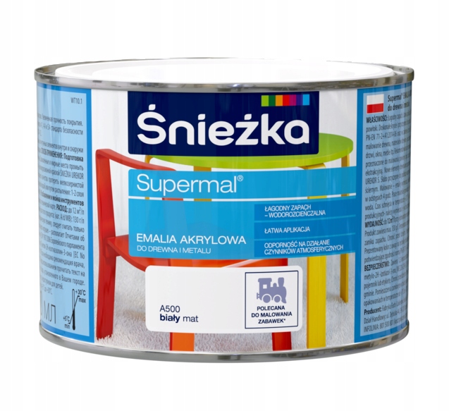 Śnieżka Supermal Emalia Akrylowa 0,4L Biały Matowy 1 9627253689